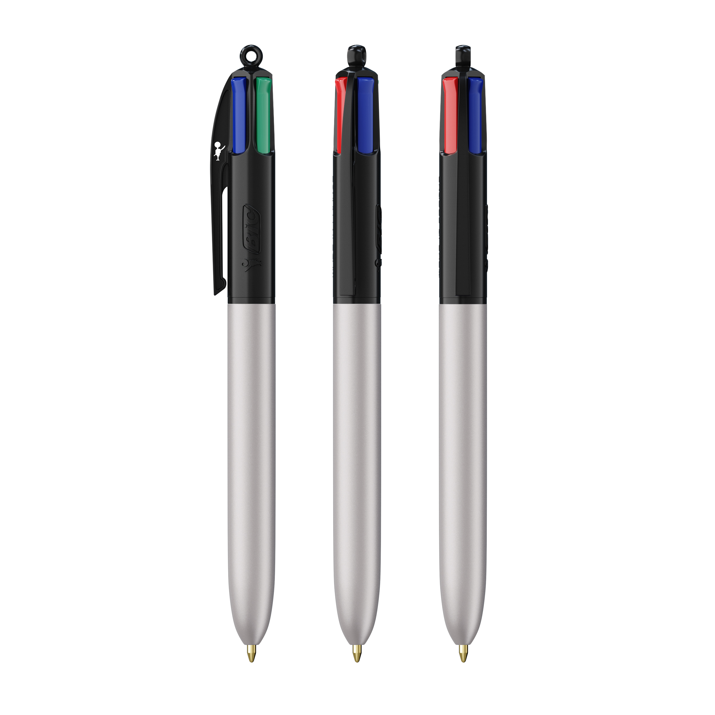 Stylo à bille BIC® 4 Couleurs publicitaire Glacé Black - Glacée argenté
